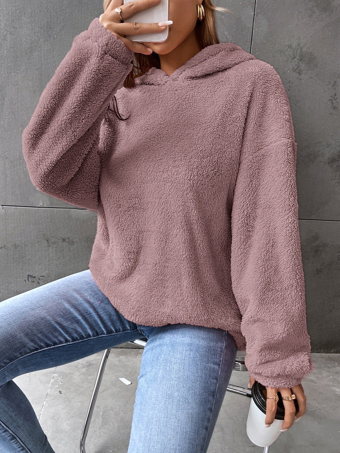 Carmeline | Sweat à Capuche Teddy Femme, Coupe Lâche et Confort Douillet
