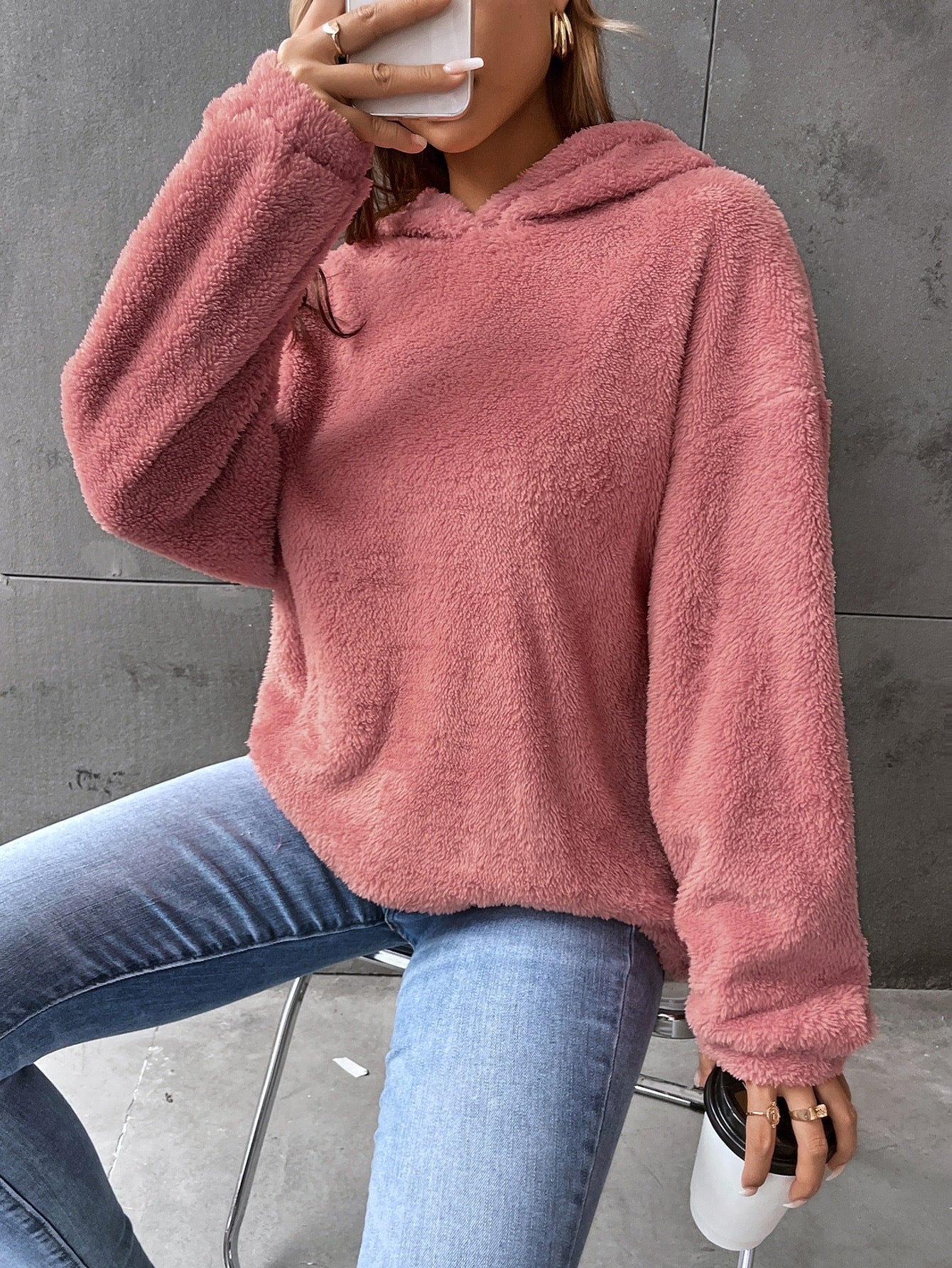 Carmeline | Sweat à Capuche Teddy Femme, Coupe Lâche et Confort Douillet