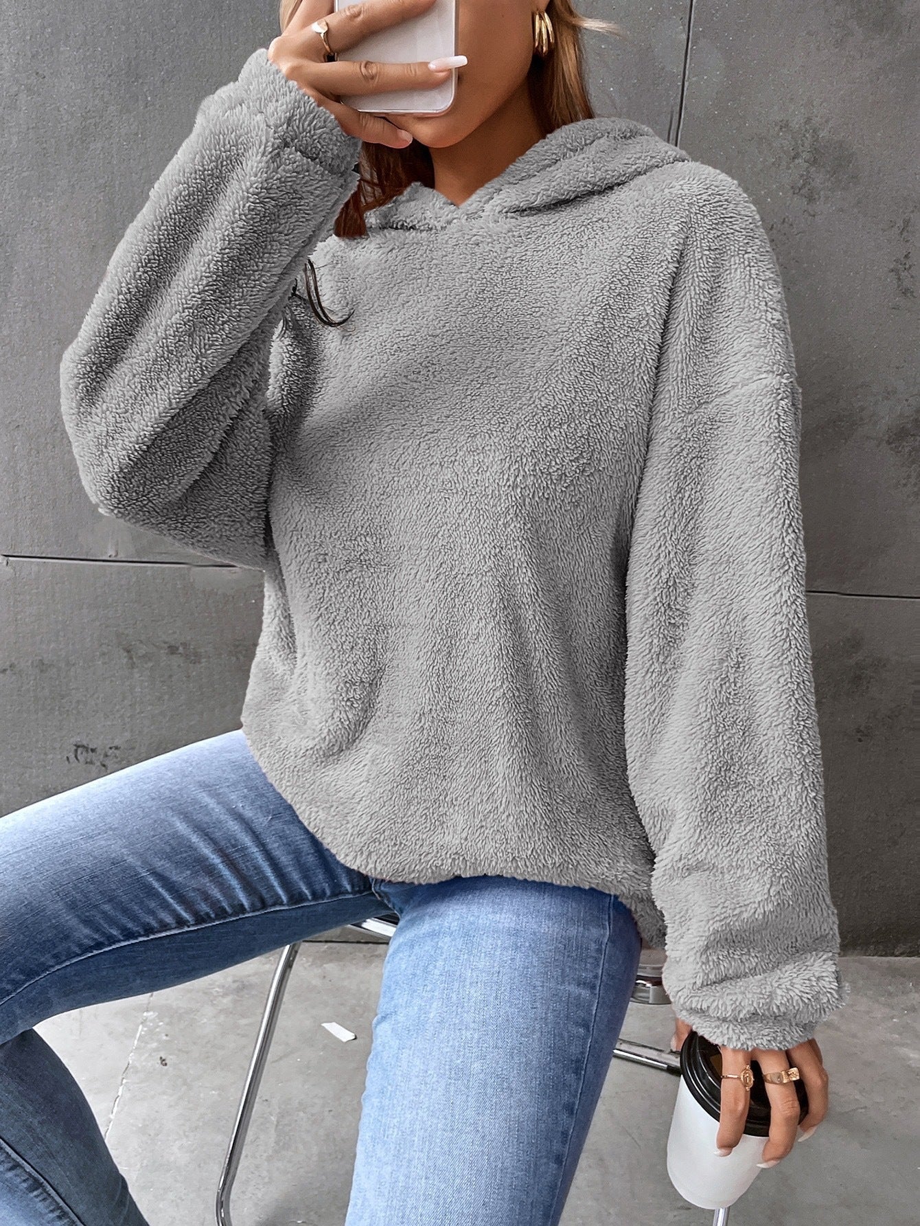 Carmeline | Sweat à Capuche Teddy Femme, Coupe Lâche et Confort Douillet