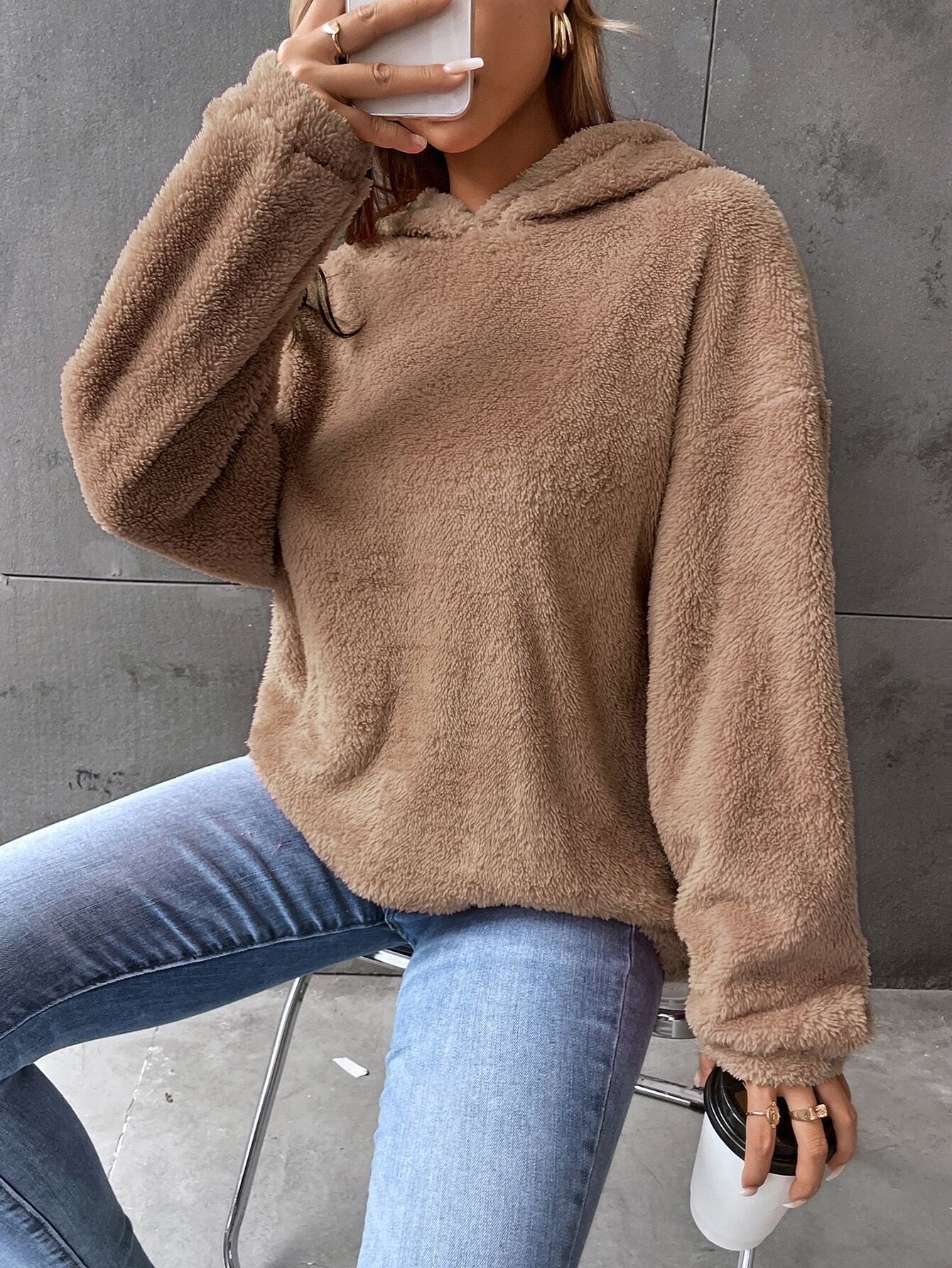 Carmeline | Sweat à Capuche Teddy Femme, Coupe Lâche et Confort Douillet