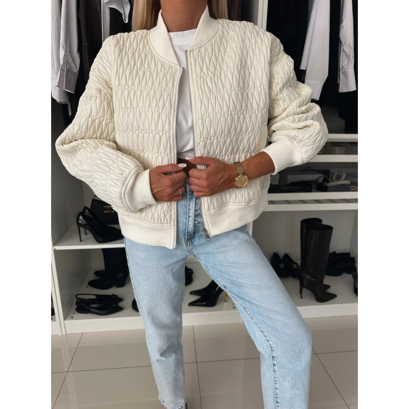 Anceline | Veste Bomber Femme Matelassée Légère Zippée Unicolore