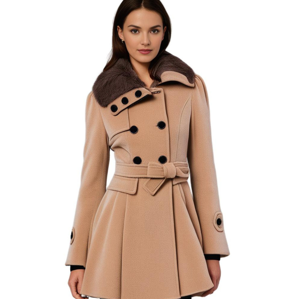 Louise | Manteau Femme Chic Doublé Polaire avec Col en Fausse Fourrure