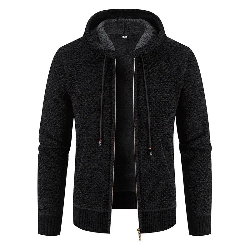 Emmanuel | Veste Cardigan Homme Doublée avec Capuche et Fermeture Éclair