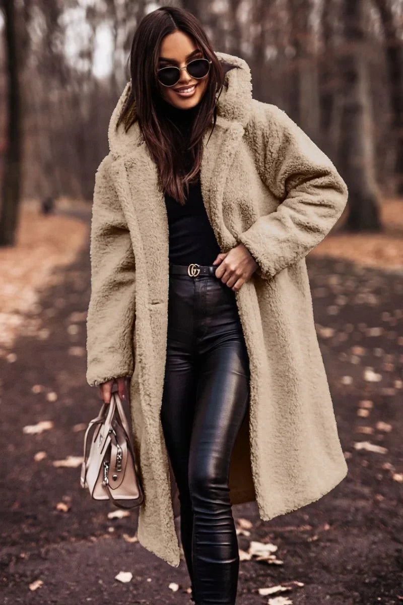 Gala | Manteau Long Femme en Peluche avec Capuche