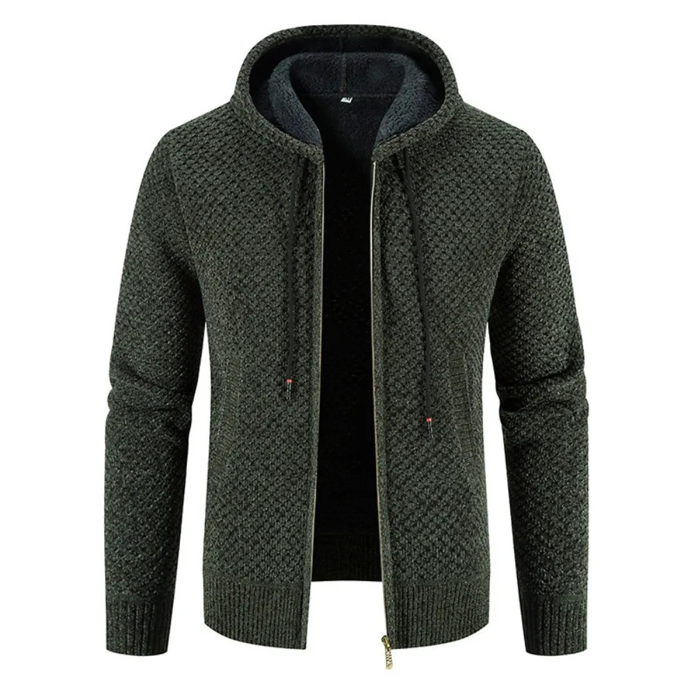 Emmanuel | Veste Cardigan Homme Doublée avec Capuche et Fermeture Éclair