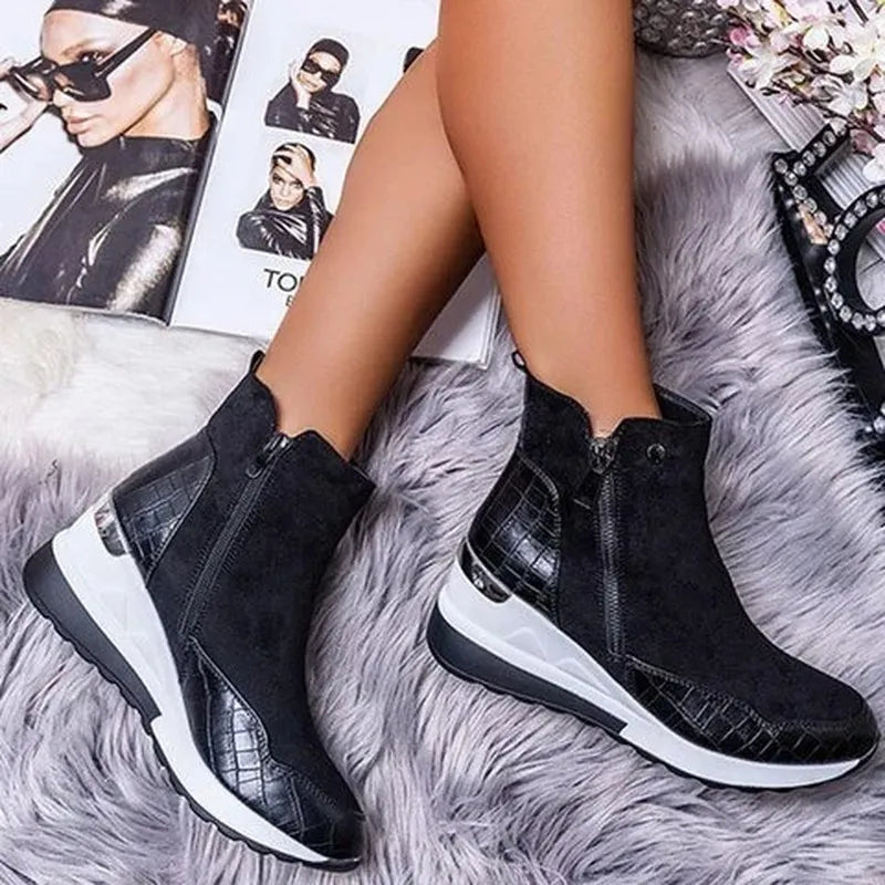 Soizic | Bottines Femme Modernes à Plateforme et Zip Latéral