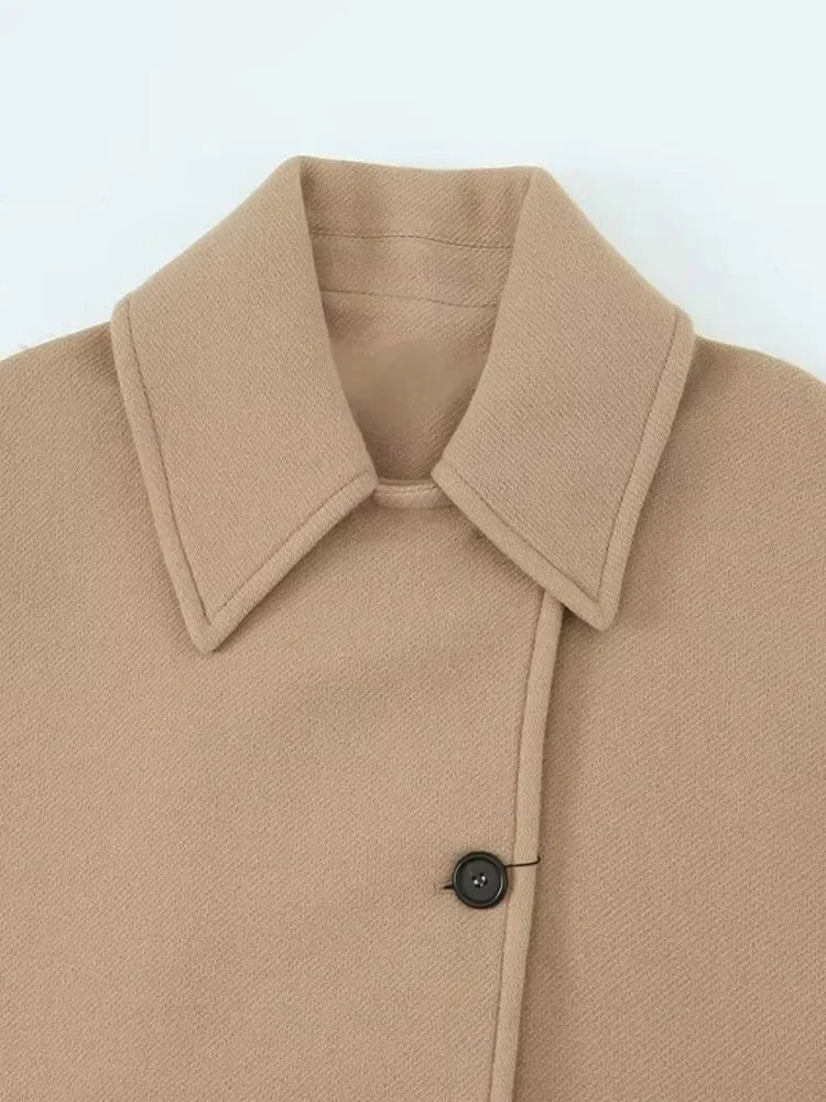 Gaudeline | Manteau Court Femme en Laine Synthétique avec Boutons Classiques