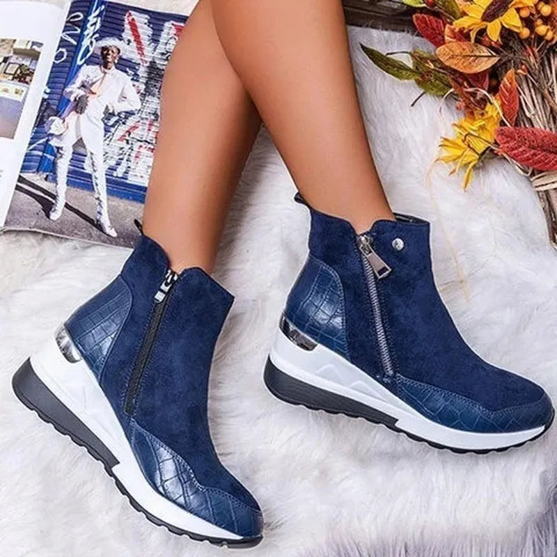Soizic | Bottines Femme Modernes à Plateforme et Zip Latéral