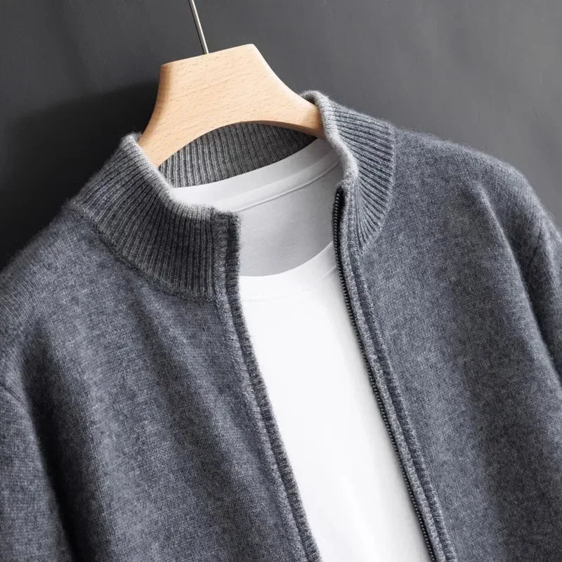 Edwin | Cardigan Homme Zippé Style Minimaliste avec Col Montant