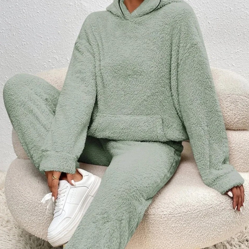 Soline | Ensemble Teddy Doux Femme avec Hoodie Chaud et Pantalon de Jogging