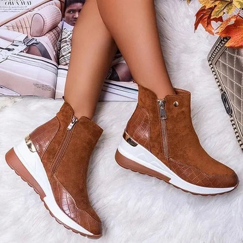 Soizic | Bottines Femme Modernes à Plateforme et Zip Latéral