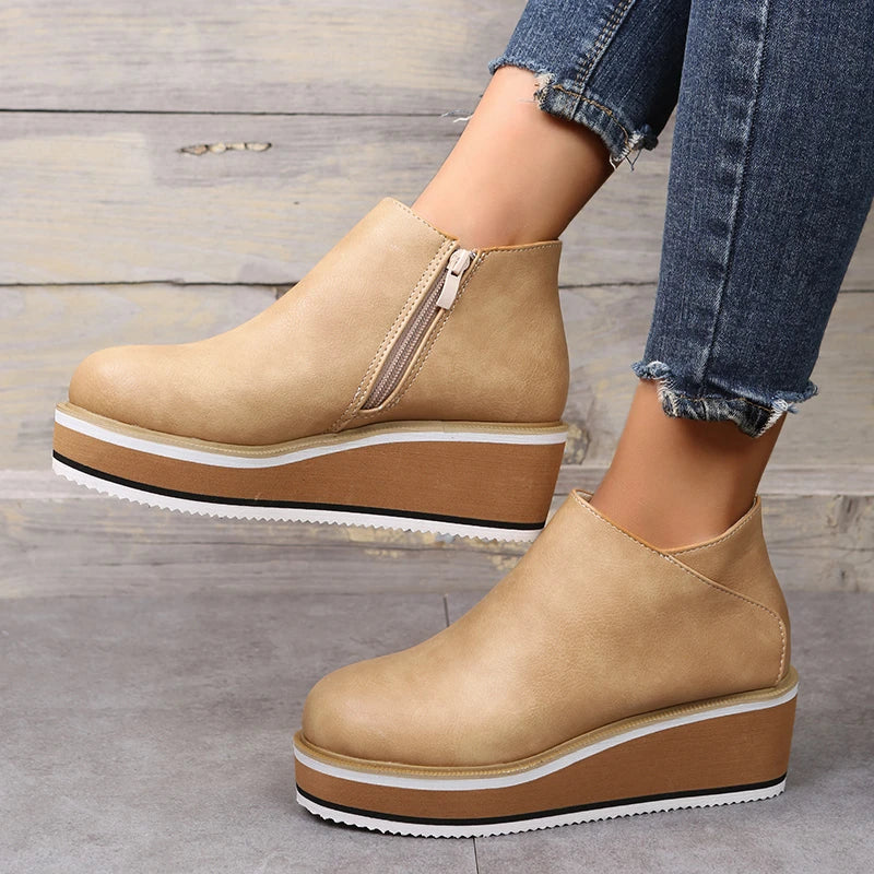 Aimée | Bottines Plateformes Élégantes avec Fermeture Éclair Latérale pour Femme