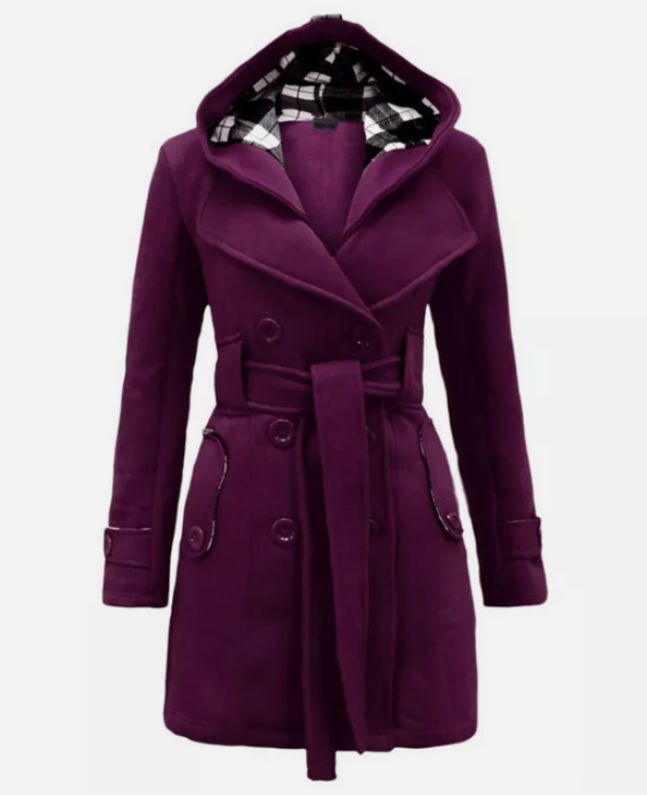 Trench Coat Femme à Capuche | Boutons Avant & Ceinture à Nouer | Élégant et Pratique