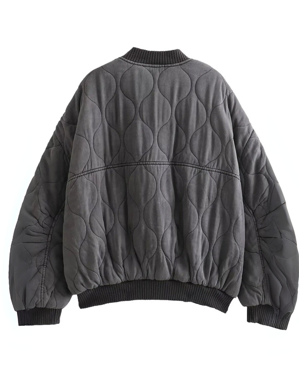 Marine | Bomber Jacket - Veste Oversized Femme Gris avec Doublure Légère