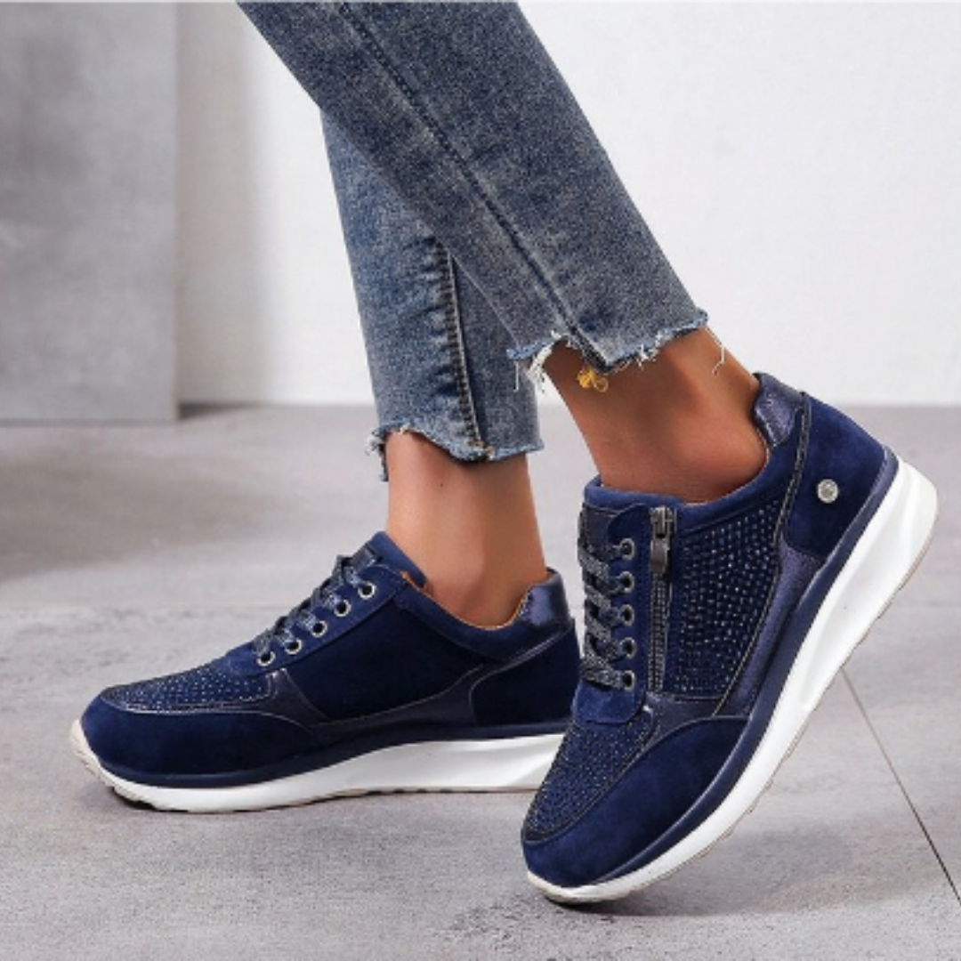 Natacha | Baskets Femme à Lacets avec Fermeture Éclair et Semelle Plateforme Confort