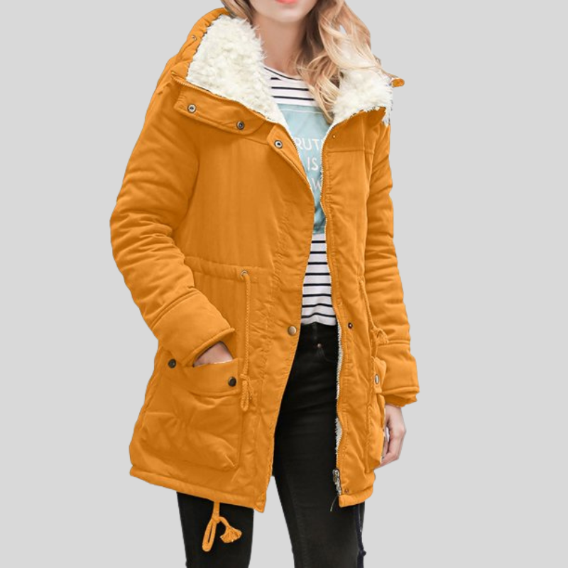 Cléophée | Manteau Femme Zippé avec Doublure Polaire et Taille Ajustable, Chaud et Confortable