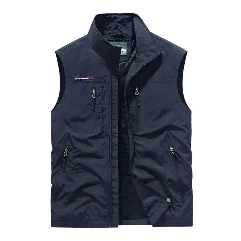 Hunter | Gilet homme classique à col montant – Léger avec multiples poches zippées pour saisons intermédiaires