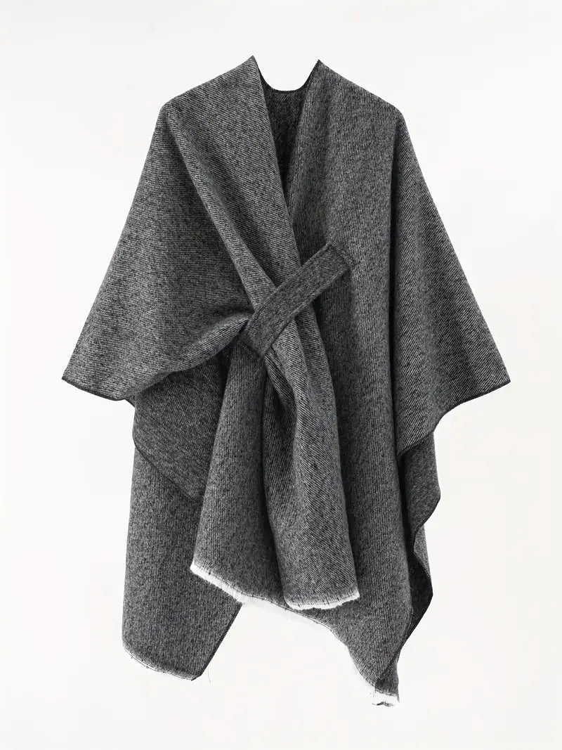 Asymmetrical Drape Shawl | Châle Oversize avec Ceinture pour Automne & Hiver