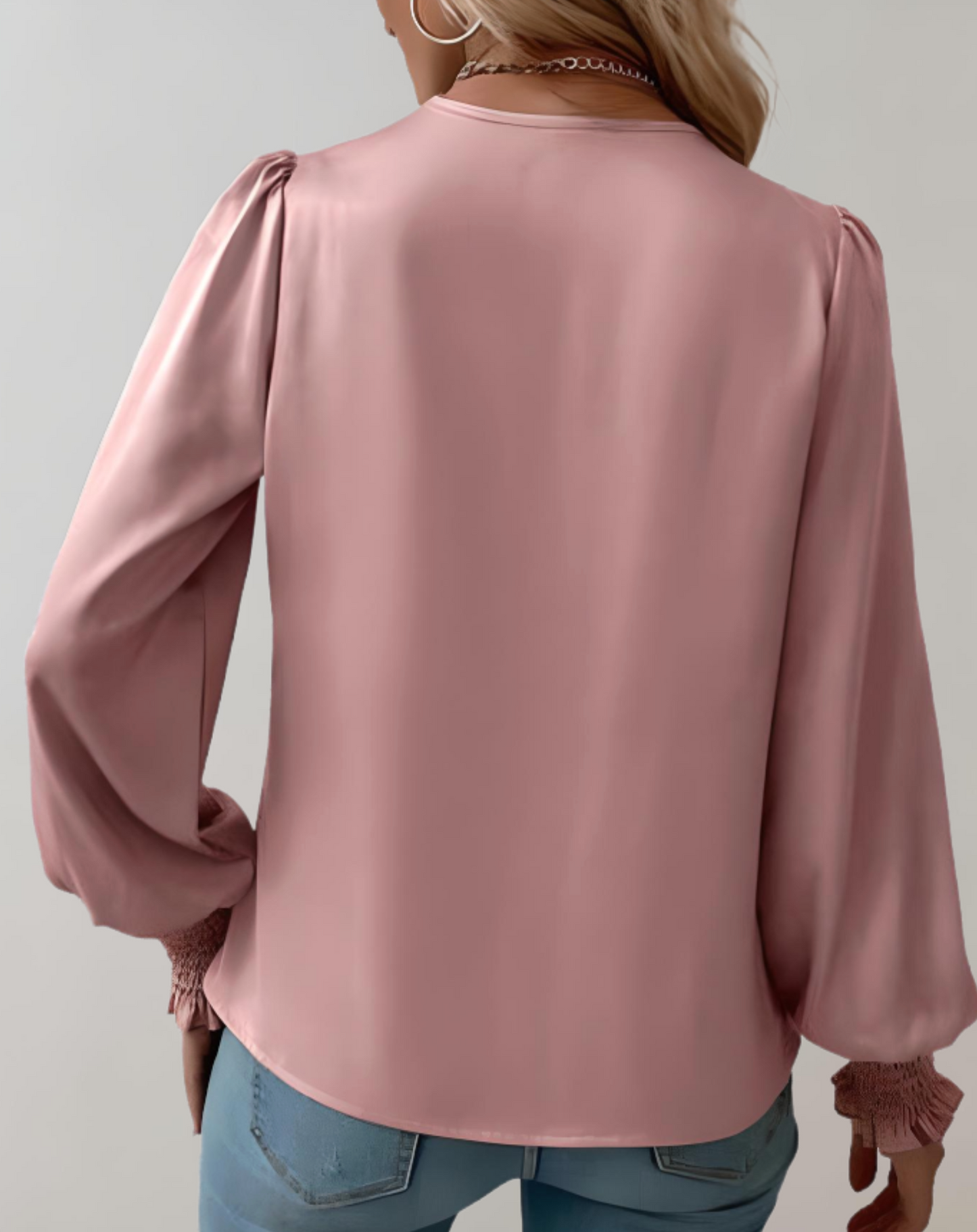 Evelyne | Blouse Femme à Col V, Fluide avec Manches Bouffantes