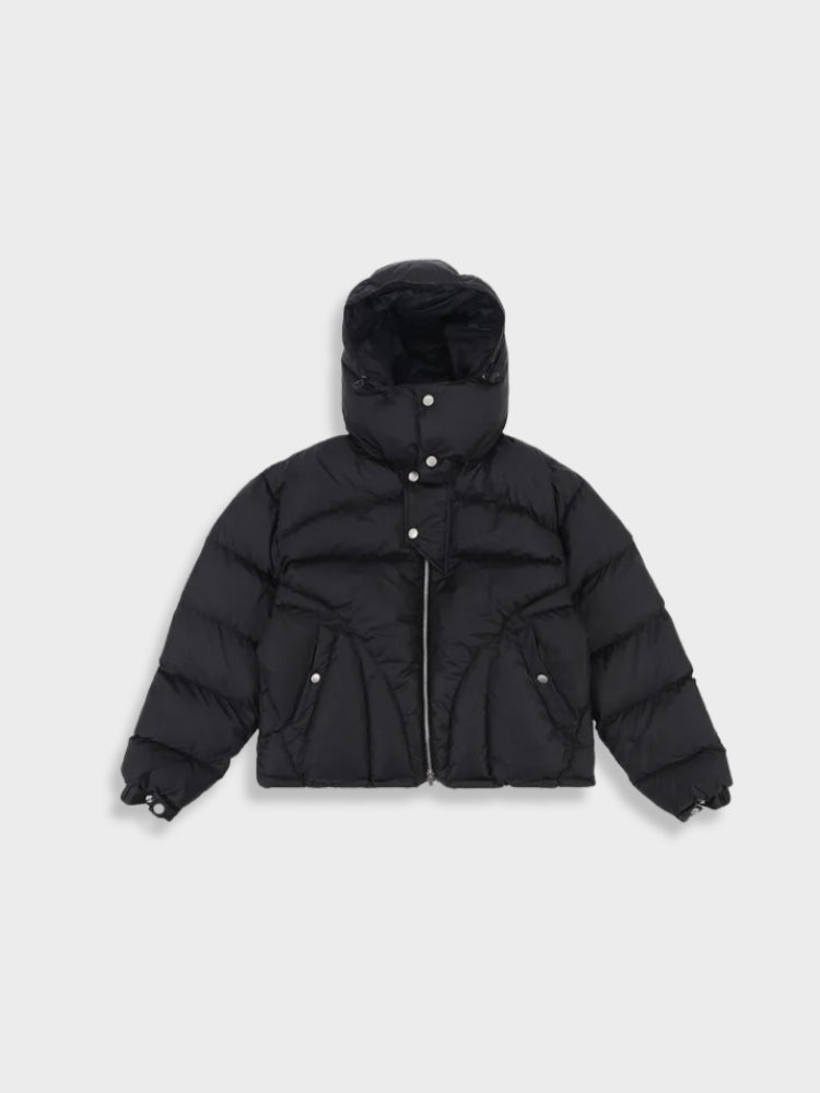 Naveron | Veste Homme Noir Matelassée Épais avec Capuche et Fermeture Zippée
