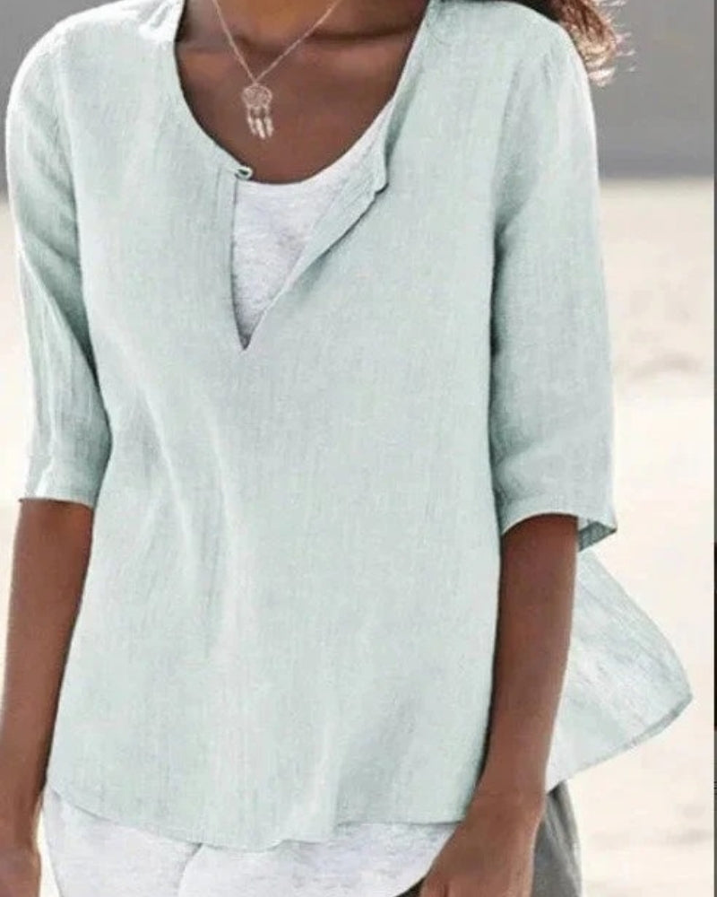 Blouse Décontractée à Effet Superposé pour Femme – Style Léger et Moderne
