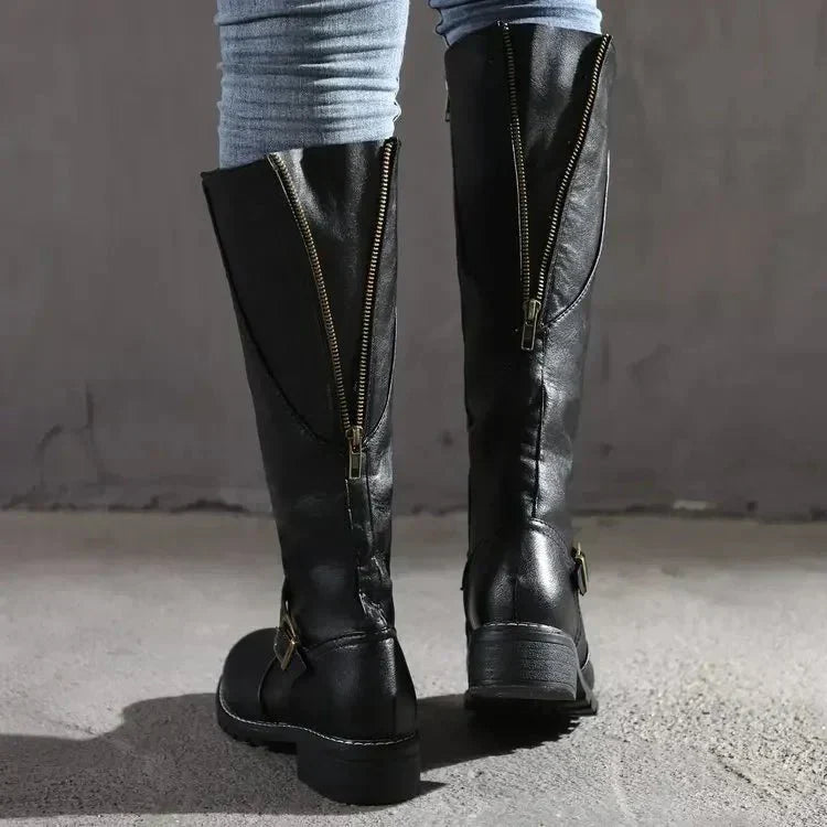 Riding Boots Élégantes Femme | Bottes Hautes en Cuir pour Automne-Hiver