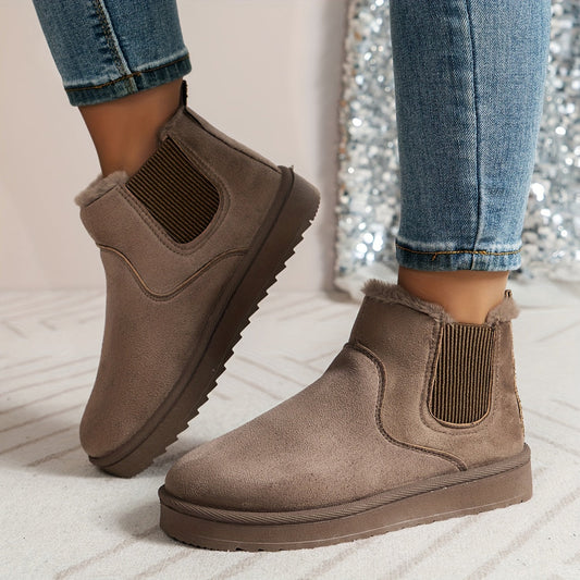 Tamarisse | Bottines Hiver Femme Slip-On avec Éléments Élastiques et Doublure Chaude