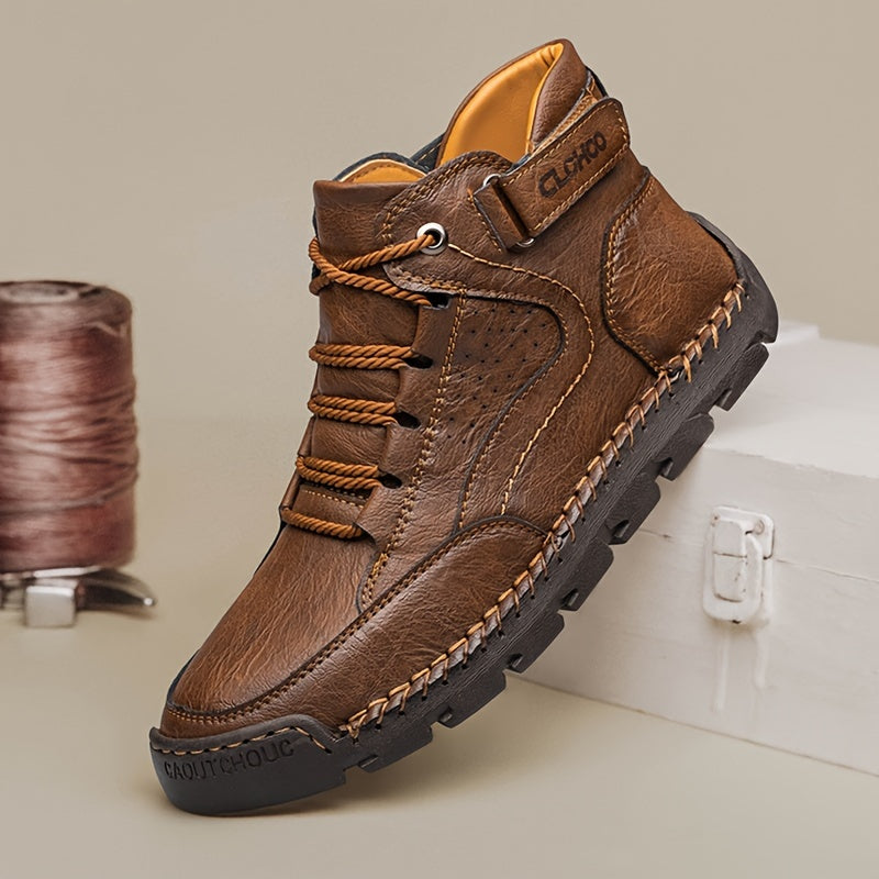Ravion | Bottines Homme Hiver à Lacets et Velcro avec Doublure Chaude et Semelle Robuste