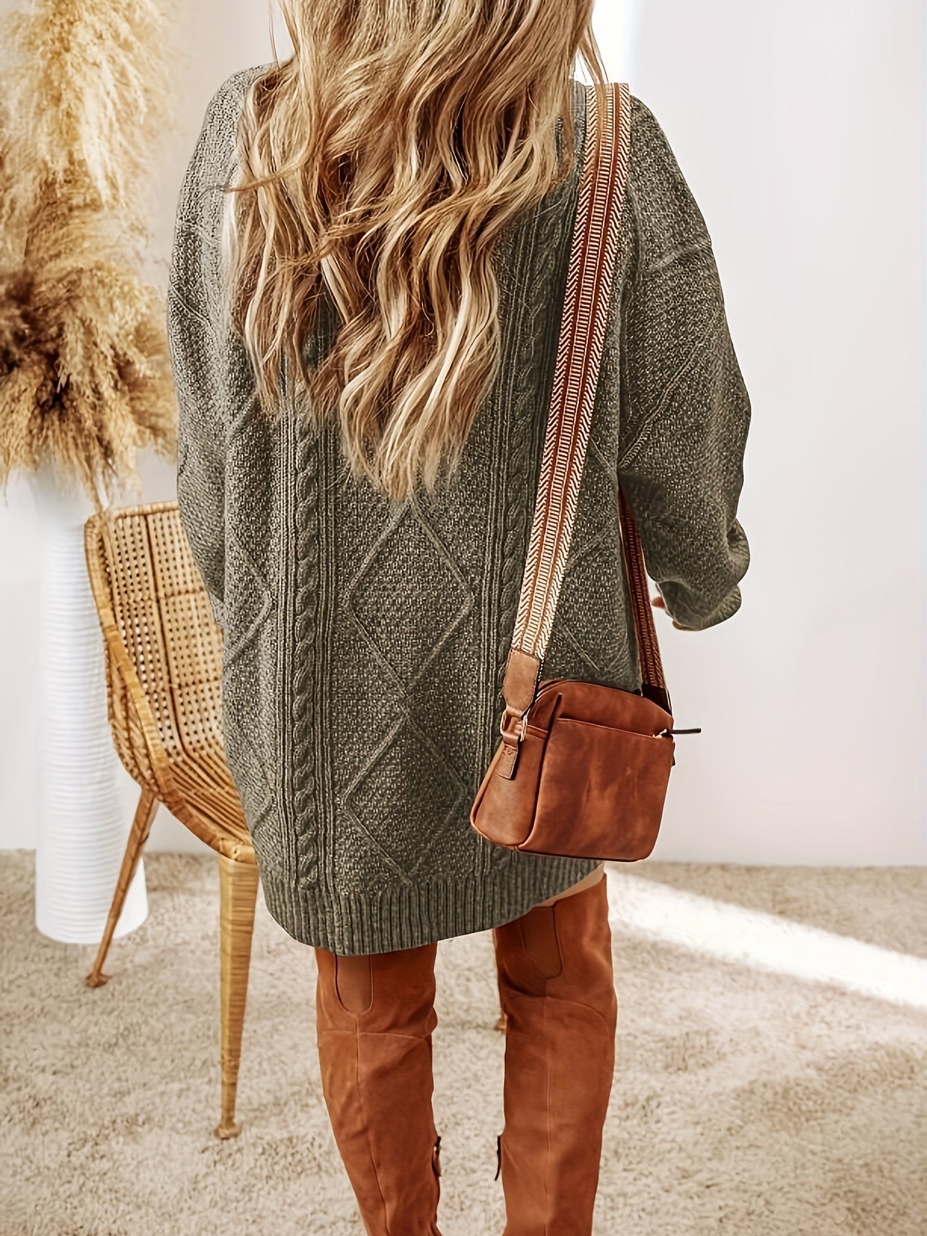 Rosabelle | Robe Pull Femme Tricotée à Manches Longues Décontractée