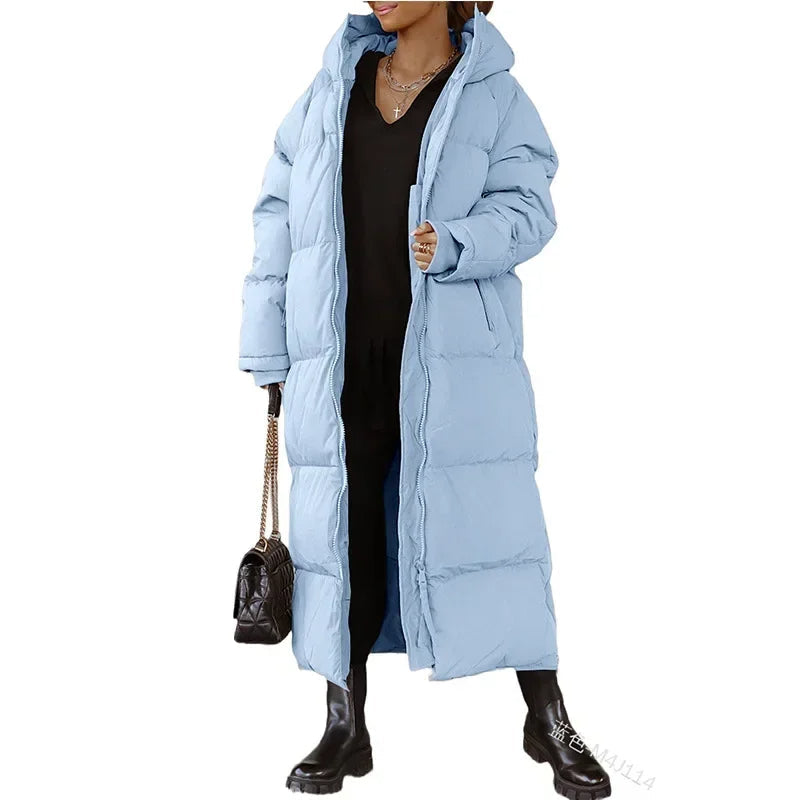 Françoise | Manteau long d’hiver femme matelassé à fermeture zippée