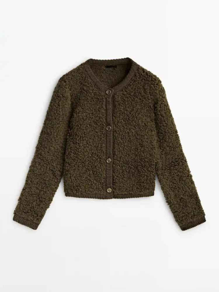 Désirée | Cardigan Femme Boutonné en Teddy Doux et Chaud