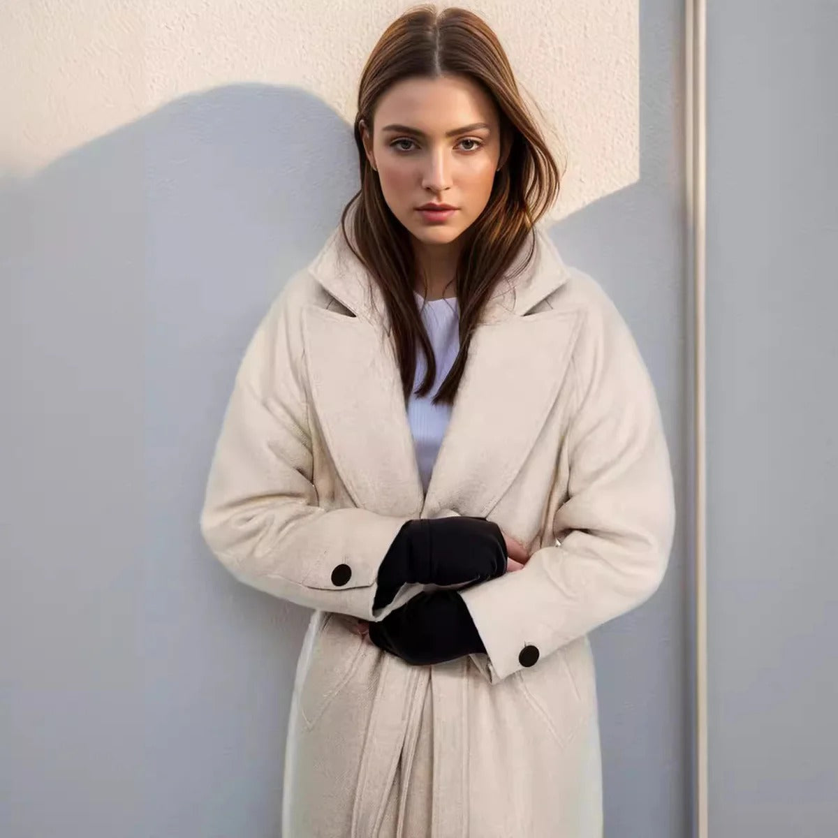 Éleonisse | Trench Coat Femme Relaxed Fit à Ceinture Taille et Poches Latérales – Midi Length