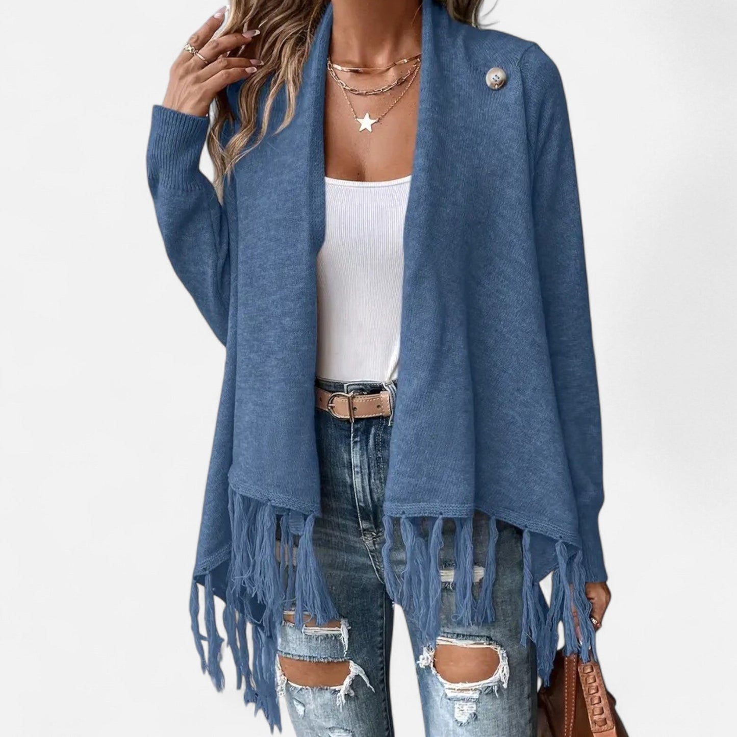 Fringe Tassel Shawl Femme | Écharpe Drapée Élégante | Finition à Franges & Style Chic