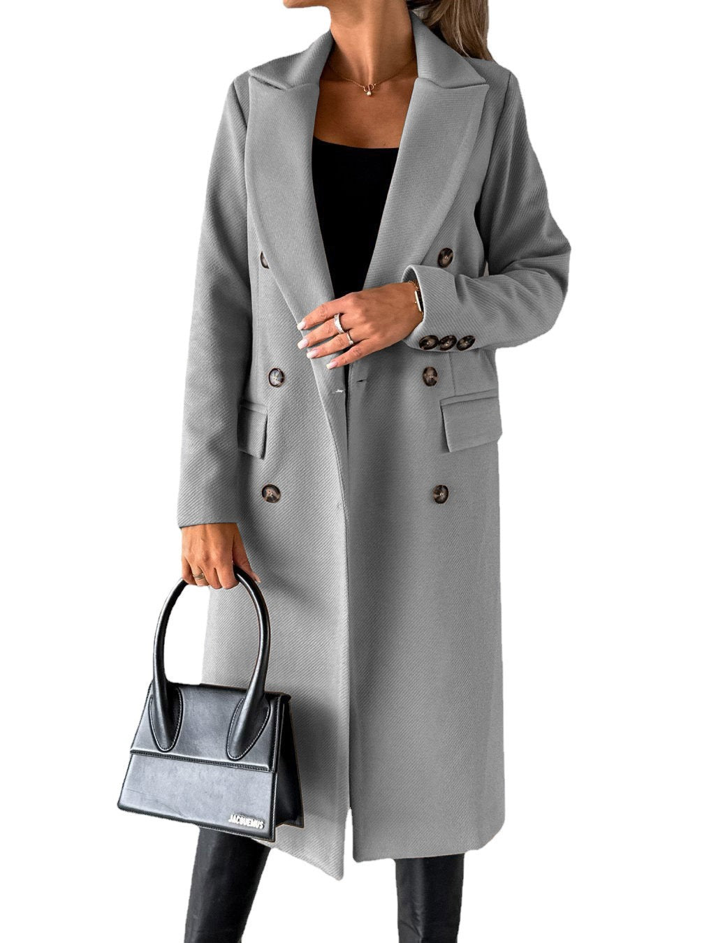 Cléa | Trench Coat Femme Long Double Boutonnage Col Revers, Élégant et Chaud