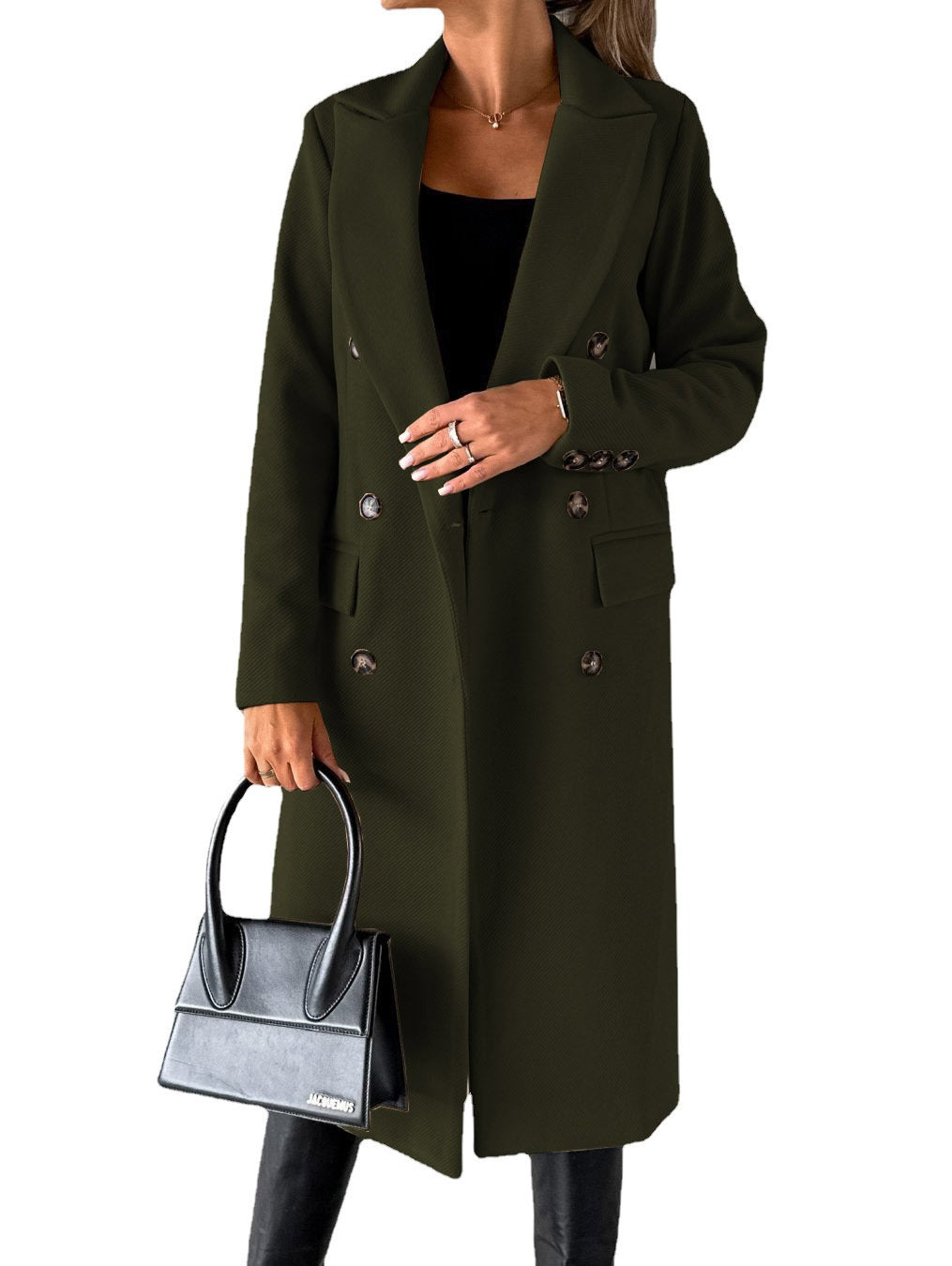 Cléa | Trench Coat Femme Long Double Boutonnage Col Revers, Élégant et Chaud