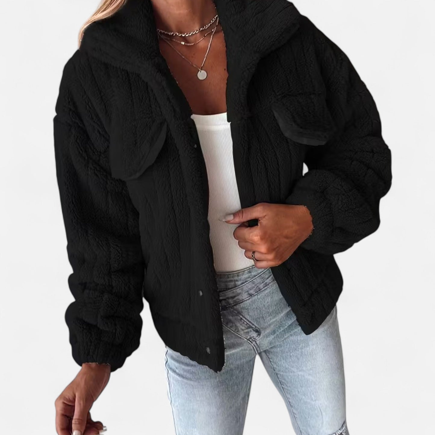 Plush Casual Jacket Femme | Veste Douce et Élégante | Confort & Style d’Hiver