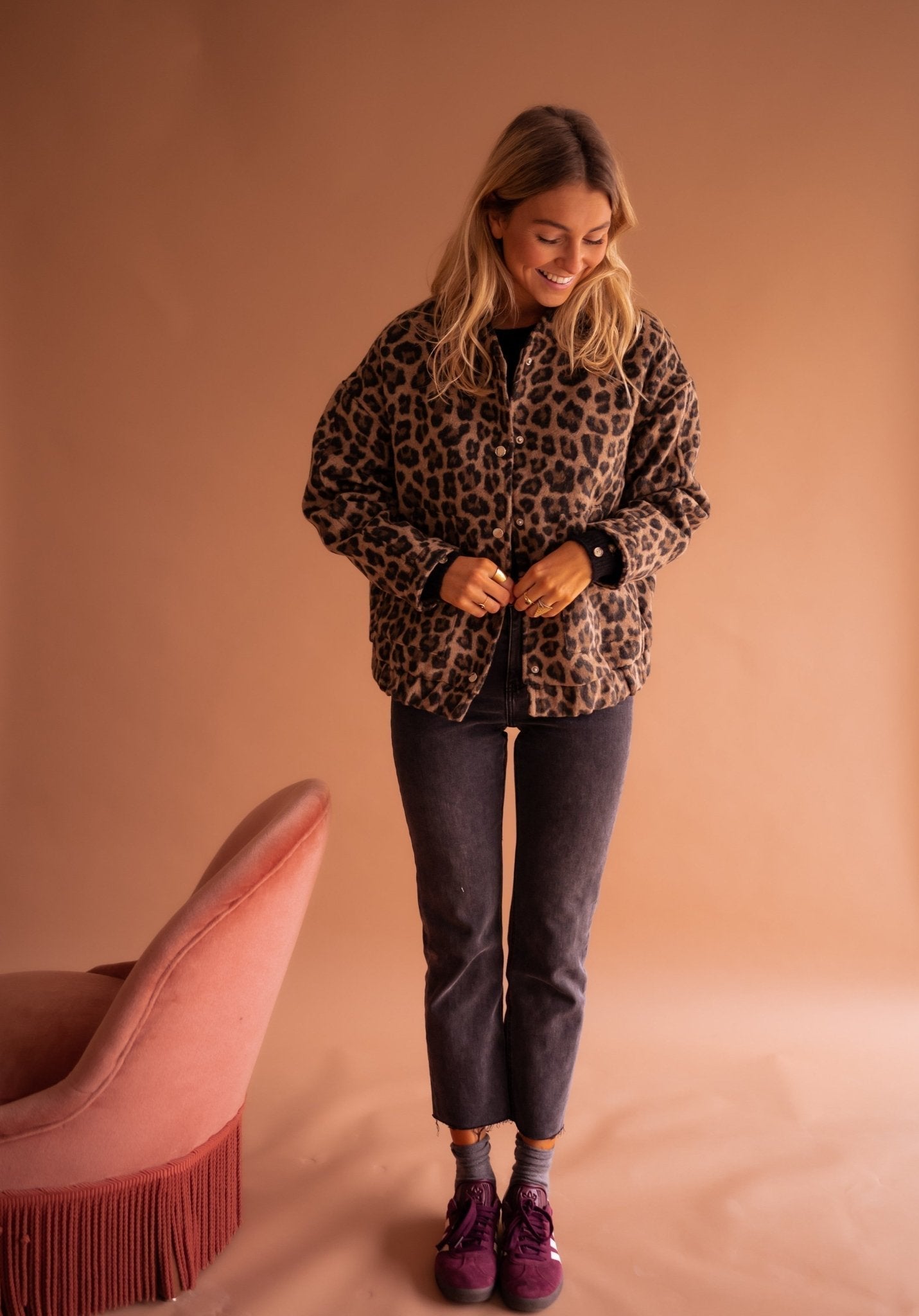 Euphémie | Veste Femme Stylée à Boutons Motif Léopard