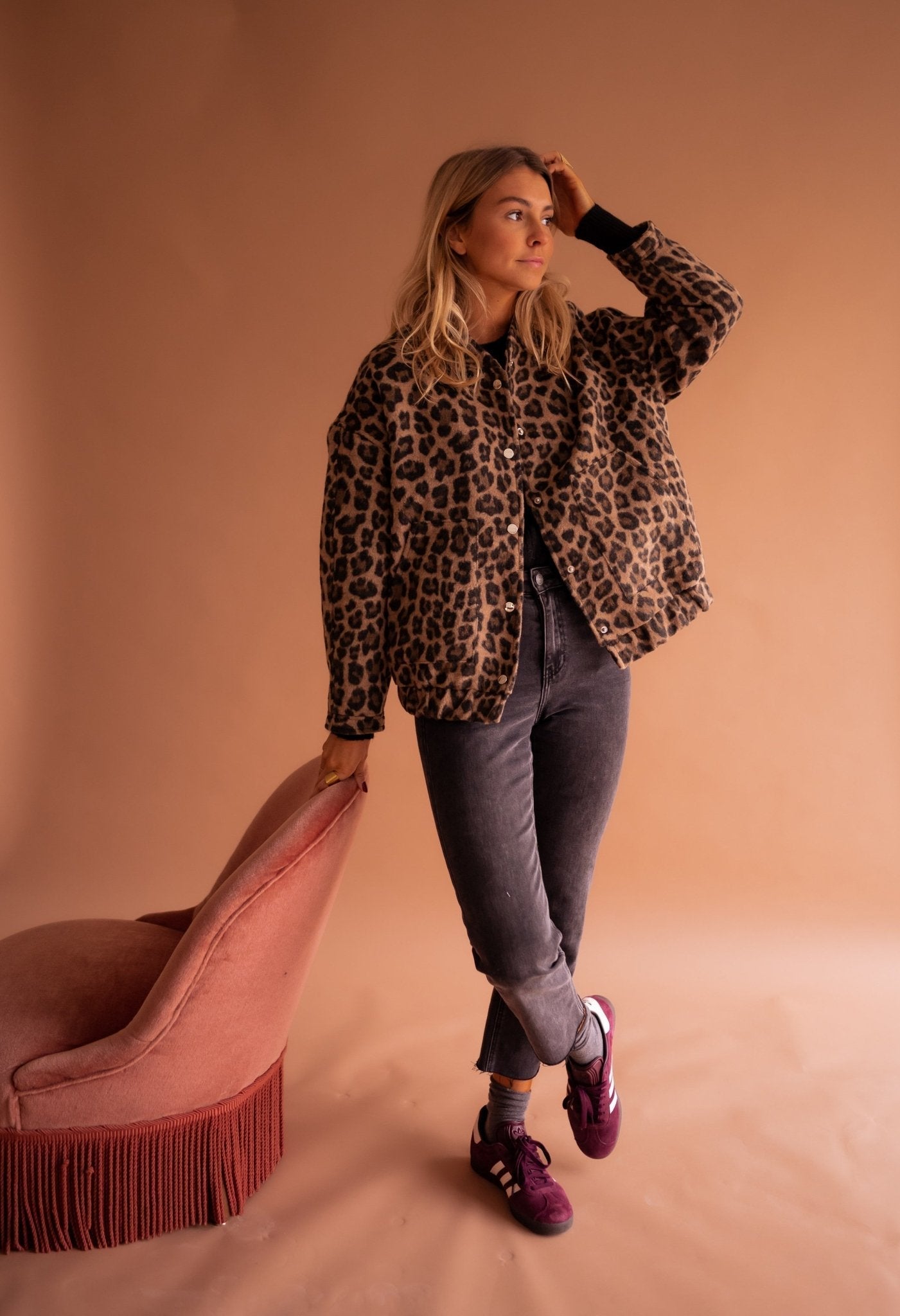 Euphémie | Veste Femme Stylée à Boutons Motif Léopard