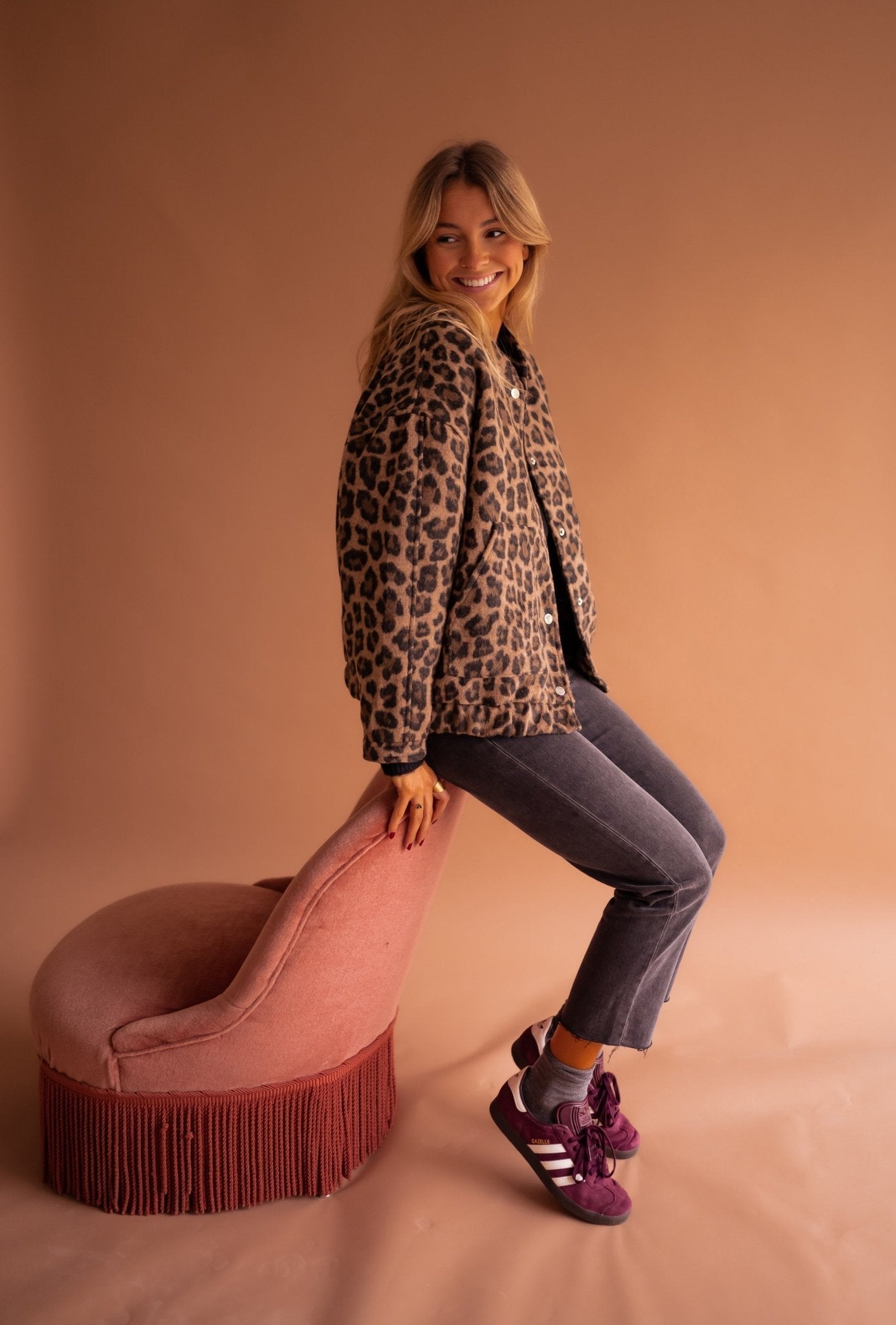 Euphémie | Veste Femme Stylée à Boutons Motif Léopard