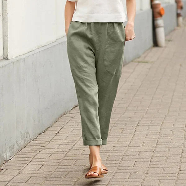 Pantalon Large en Lin et Coton – Élégance Décontractée & Confort Léger