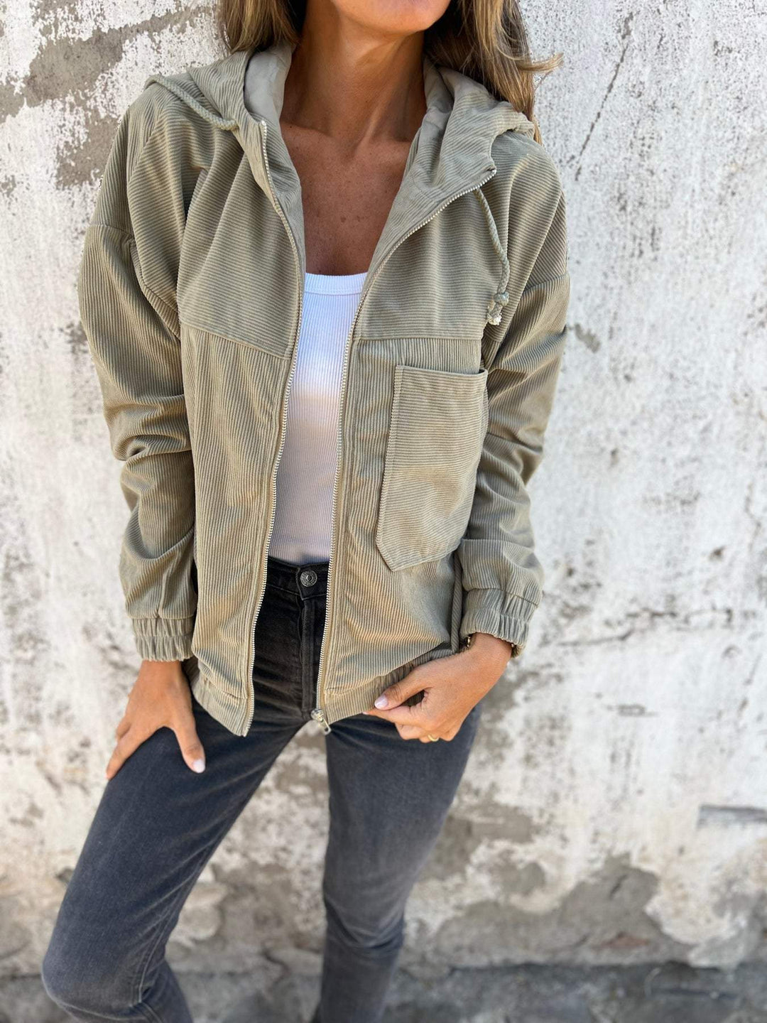 Dorianne | Veste Femme Zippée à Capuche avec Cordon Casual et Confortable