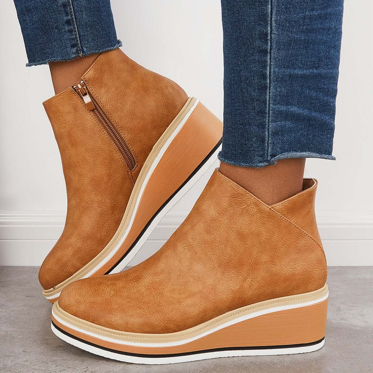 Aimée | Bottines Plateformes Élégantes avec Fermeture Éclair Latérale pour Femme