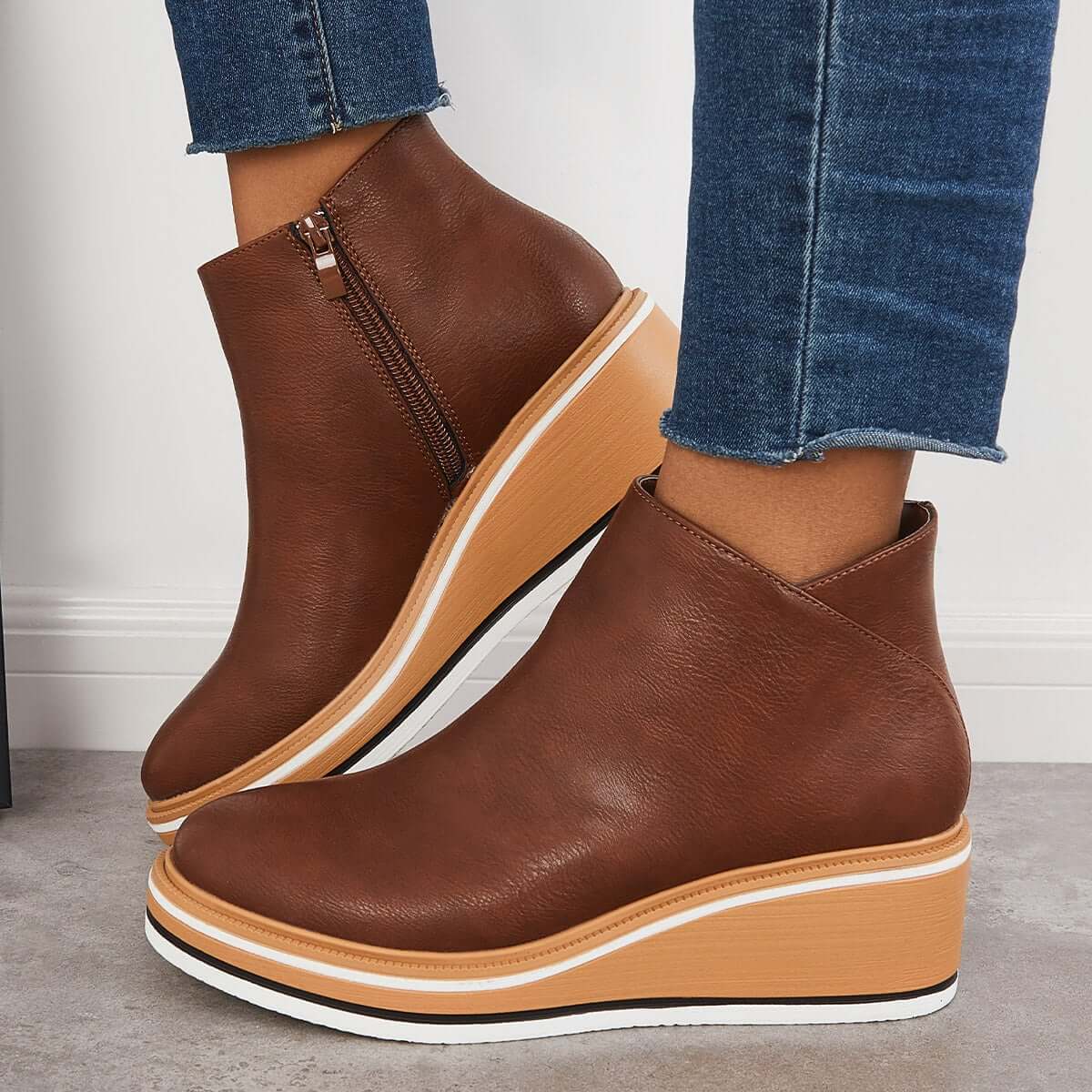 Aimée | Bottines Plateformes Élégantes avec Fermeture Éclair Latérale pour Femme
