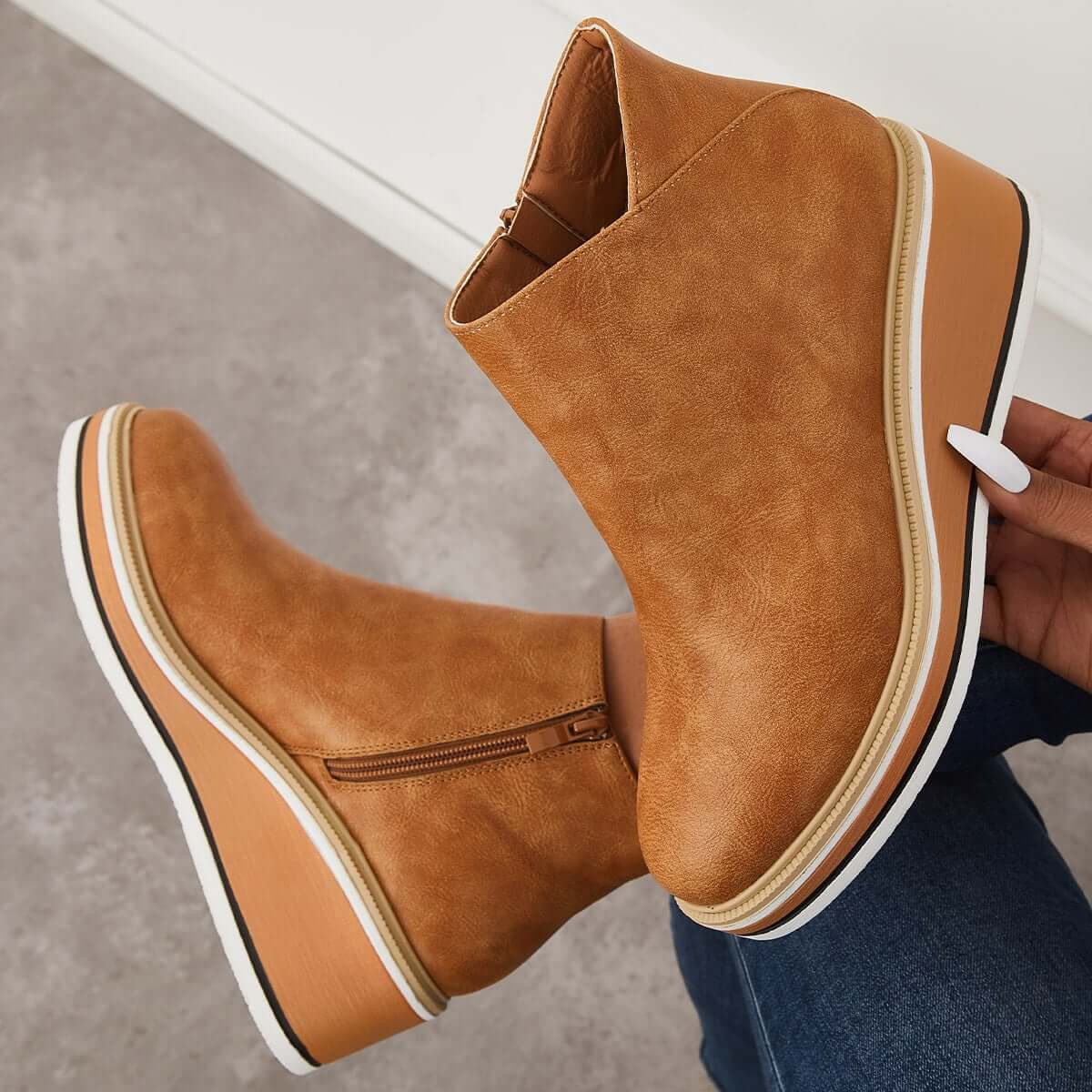 Aimée | Bottines Plateformes Élégantes avec Fermeture Éclair Latérale pour Femme