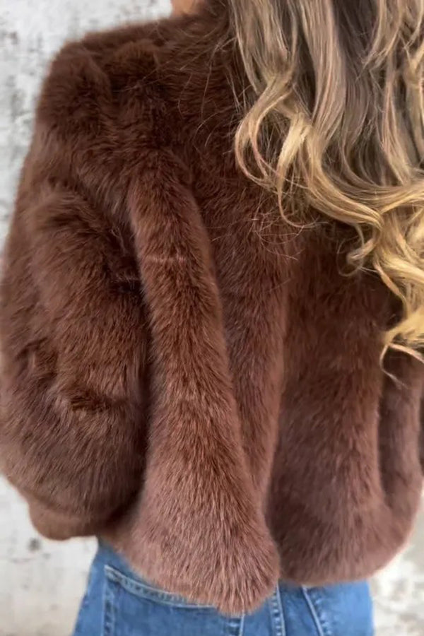 Eulalia | Veste Femme Mode en Fausse Fourrure à Col Montant et Fermeture Éclair