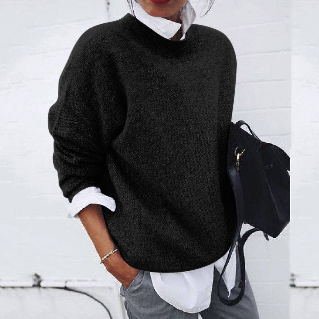 Layered Knit Pullover Femme | Pull Tricot Décontracté Moderne