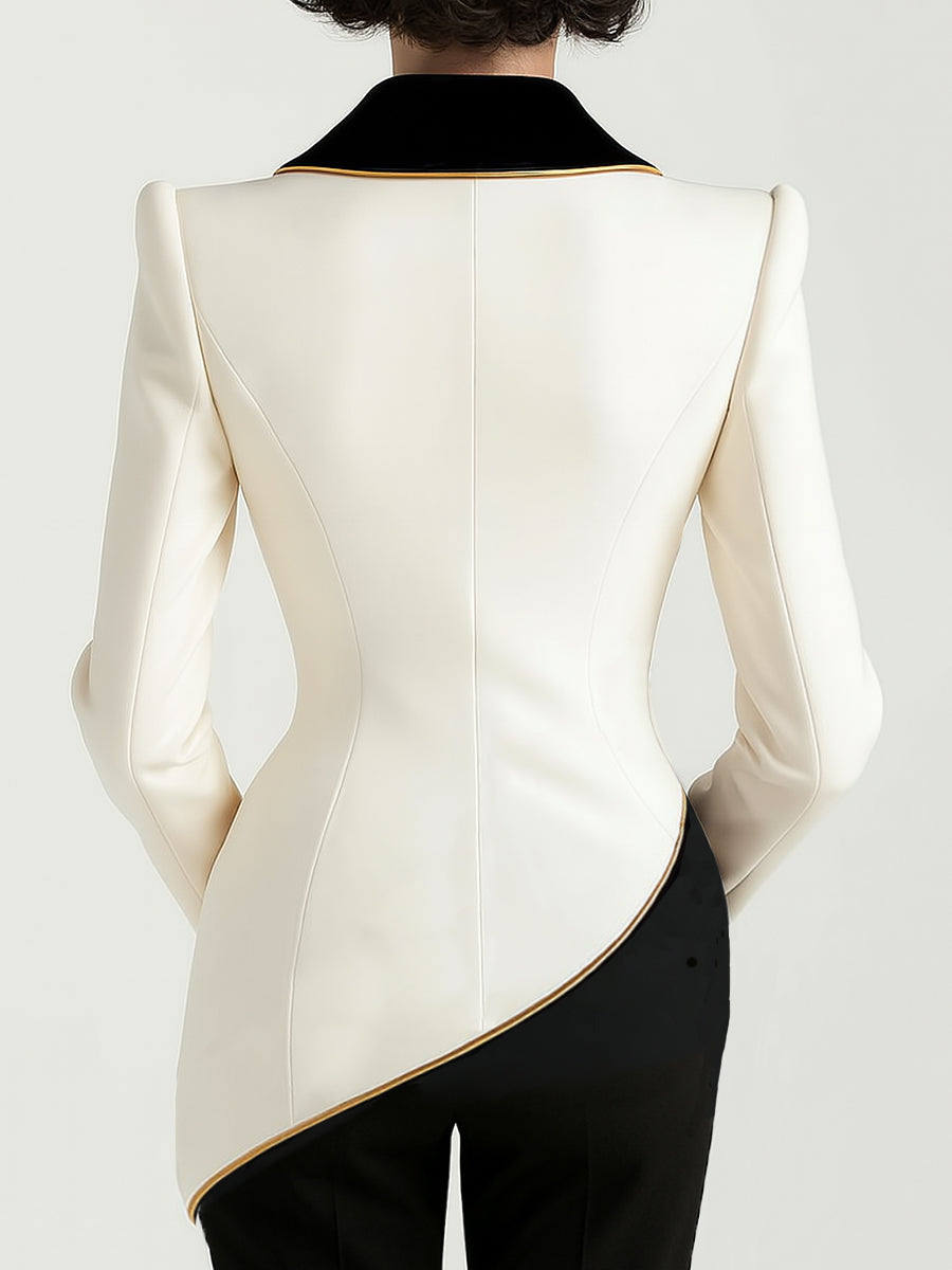 Blazer Asymétrique Femme | Élégance Moderne avec Col Contrasté
