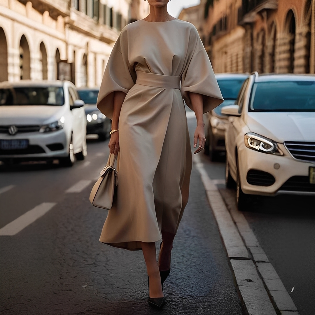 Robe Femme Élégante à Manches Lanternes | Style Chic et Confortable