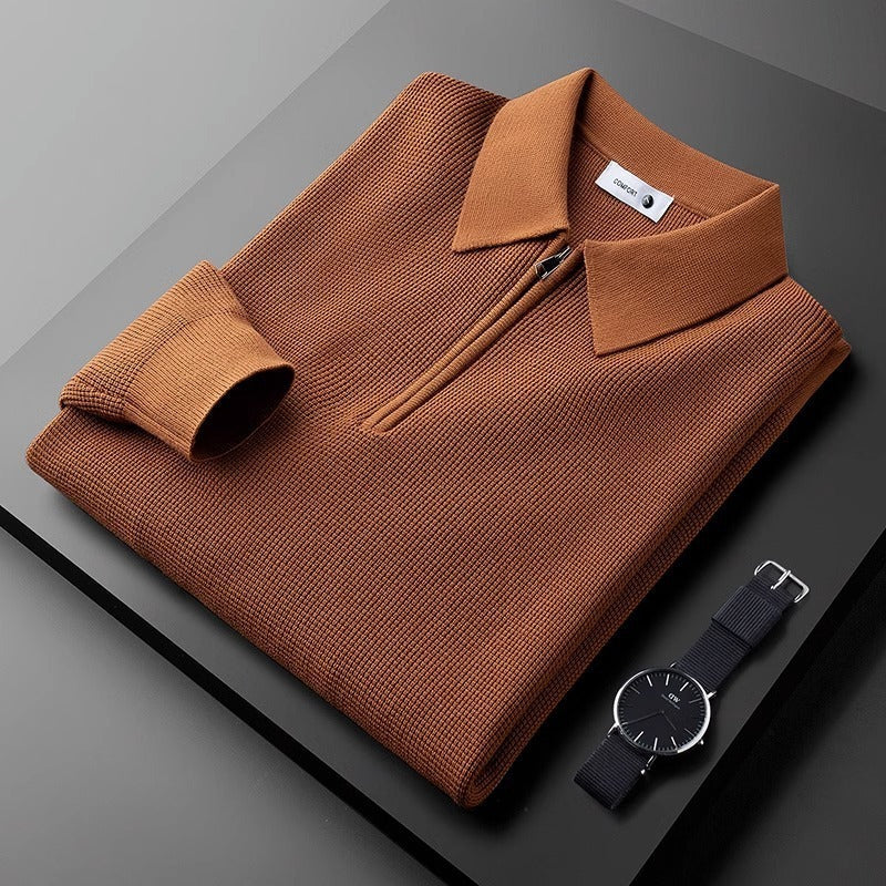 Pull Homme Moderne à Motif Waffle avec Zip | Confort et Style au Quotidien