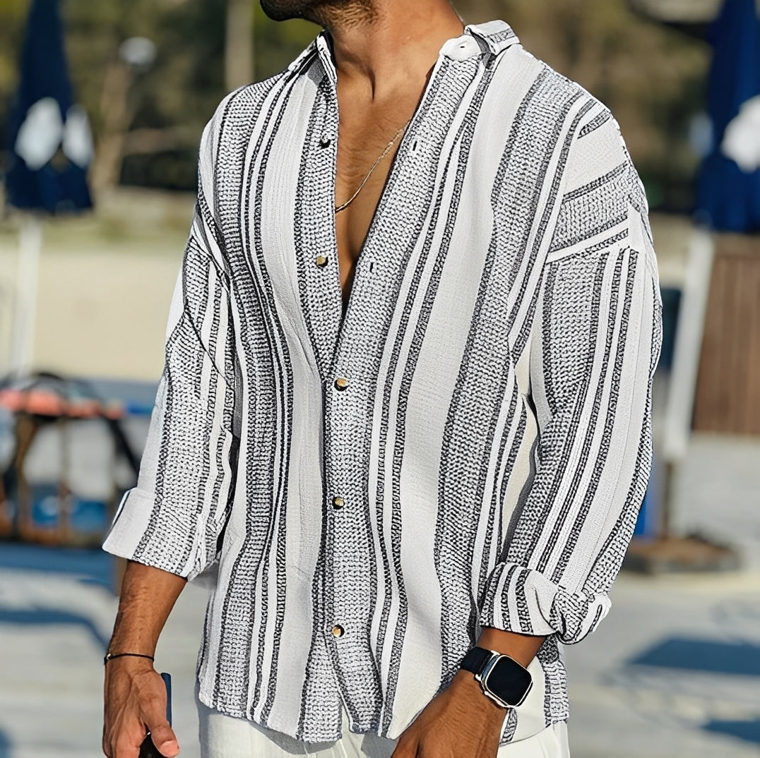 Chemise Homme Rayée Décontractée – Style Classique et Confort Léger